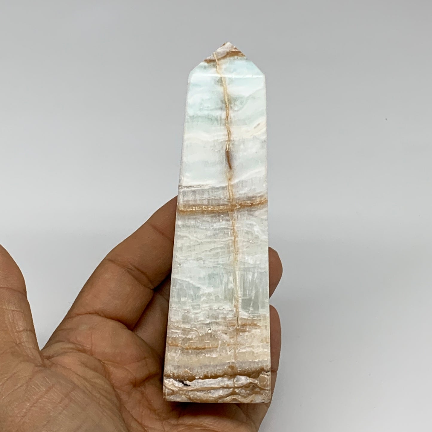 0.57 lbs, 4.5"x1.4"x1.3", Caribbean Calcite Tower Gemstone @Afghanistan, B33705