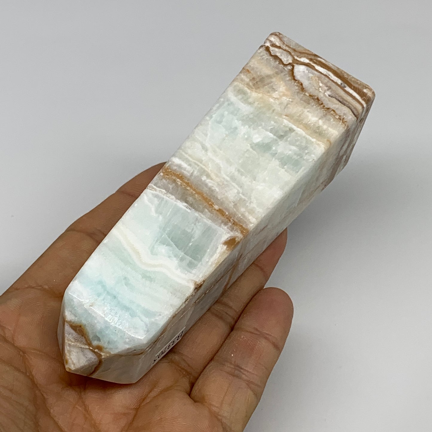 0.57 lbs, 4.5"x1.4"x1.3", Caribbean Calcite Tower Gemstone @Afghanistan, B33705