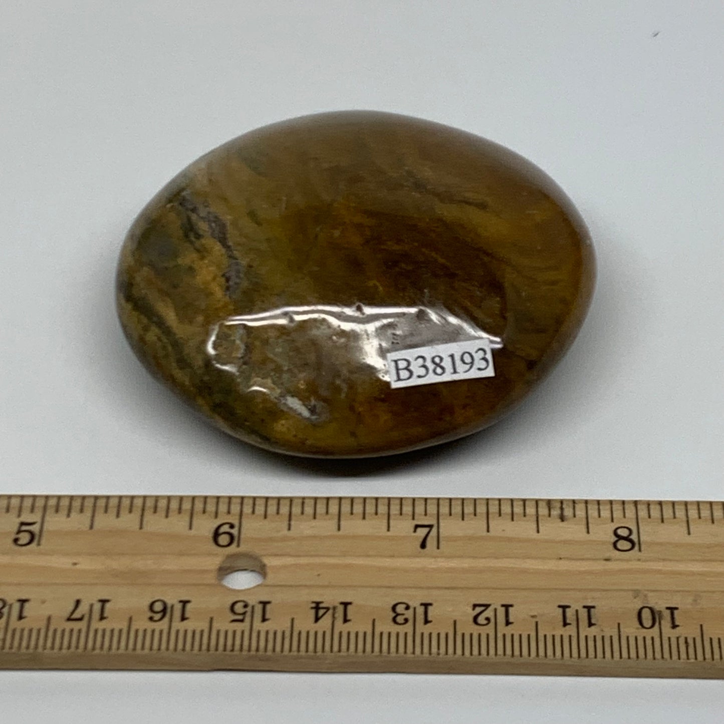 148.9g, 2.6"x2.5"x1" Natural Ocean Jasper Palm-Stone Orbicular Jasper, B38193