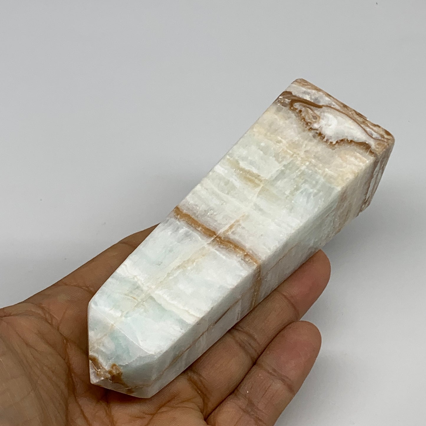 0.57 lbs, 4.5"x1.4"x1.3", Caribbean Calcite Tower Gemstone @Afghanistan, B33705