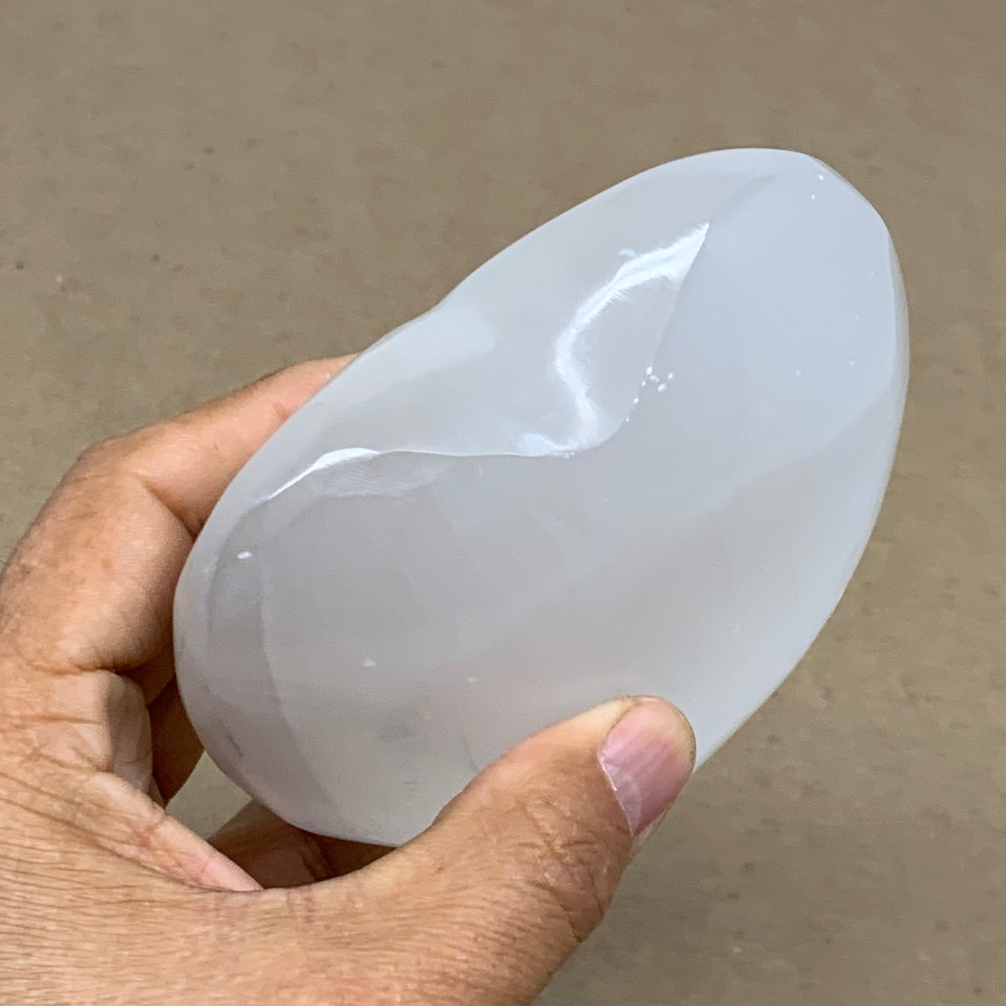 1 lbs, 4"x4"x1.6", Selenite Half Puffy Heart Crystals, Satin Spar, B36453