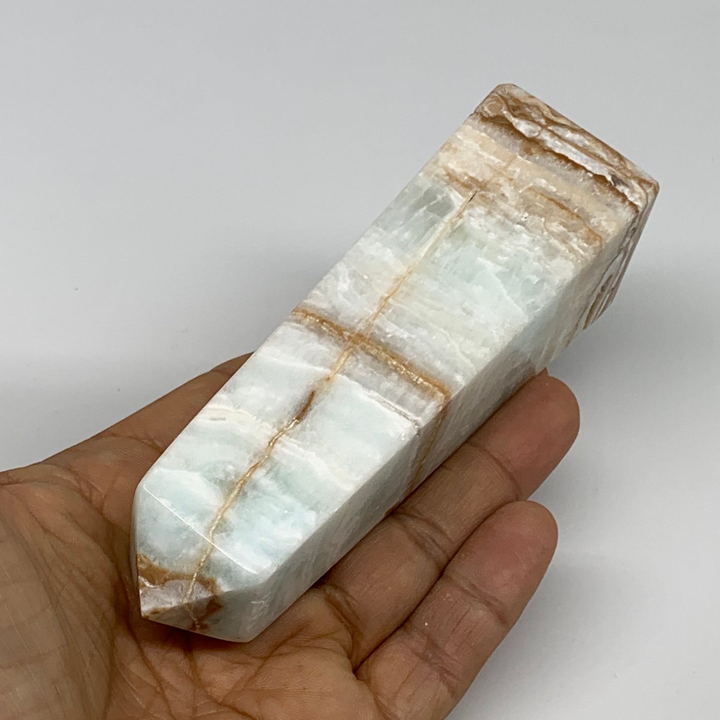 0.57 lbs, 4.5"x1.4"x1.3", Caribbean Calcite Tower Gemstone @Afghanistan, B33705