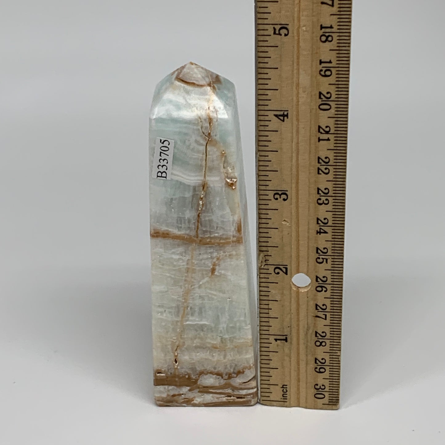 0.57 lbs, 4.5"x1.4"x1.3", Caribbean Calcite Tower Gemstone @Afghanistan, B33705