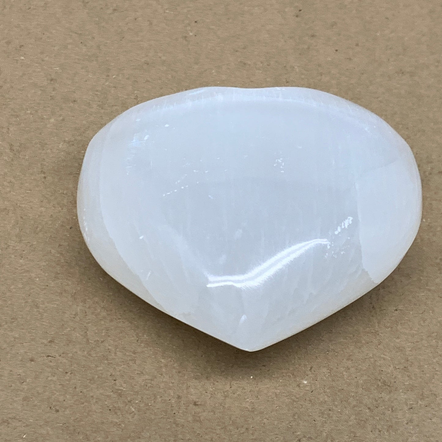 1 lbs, 4"x4"x1.6", Selenite Half Puffy Heart Crystals, Satin Spar, B36453