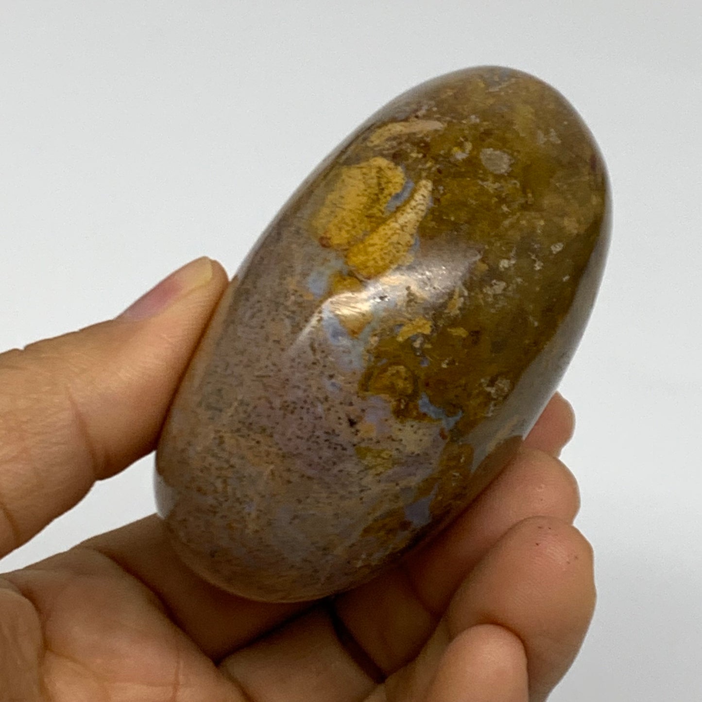 222.6g, 2.9"x2.1"x1.6" Natural Ocean Jasper Palm-Stone Orbicular Jasper, B38194