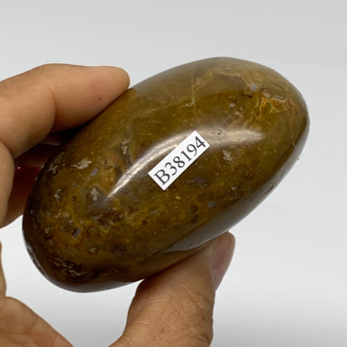 222.6g, 2.9"x2.1"x1.6" Natural Ocean Jasper Palm-Stone Orbicular Jasper, B38194