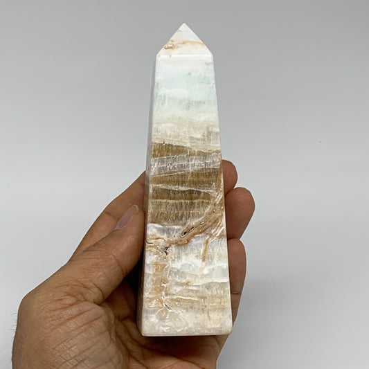 0.63 lbs, 4.9"x1.4"x1.4", Caribbean Calcite Tower Gemstone @Afghanistan, B33706