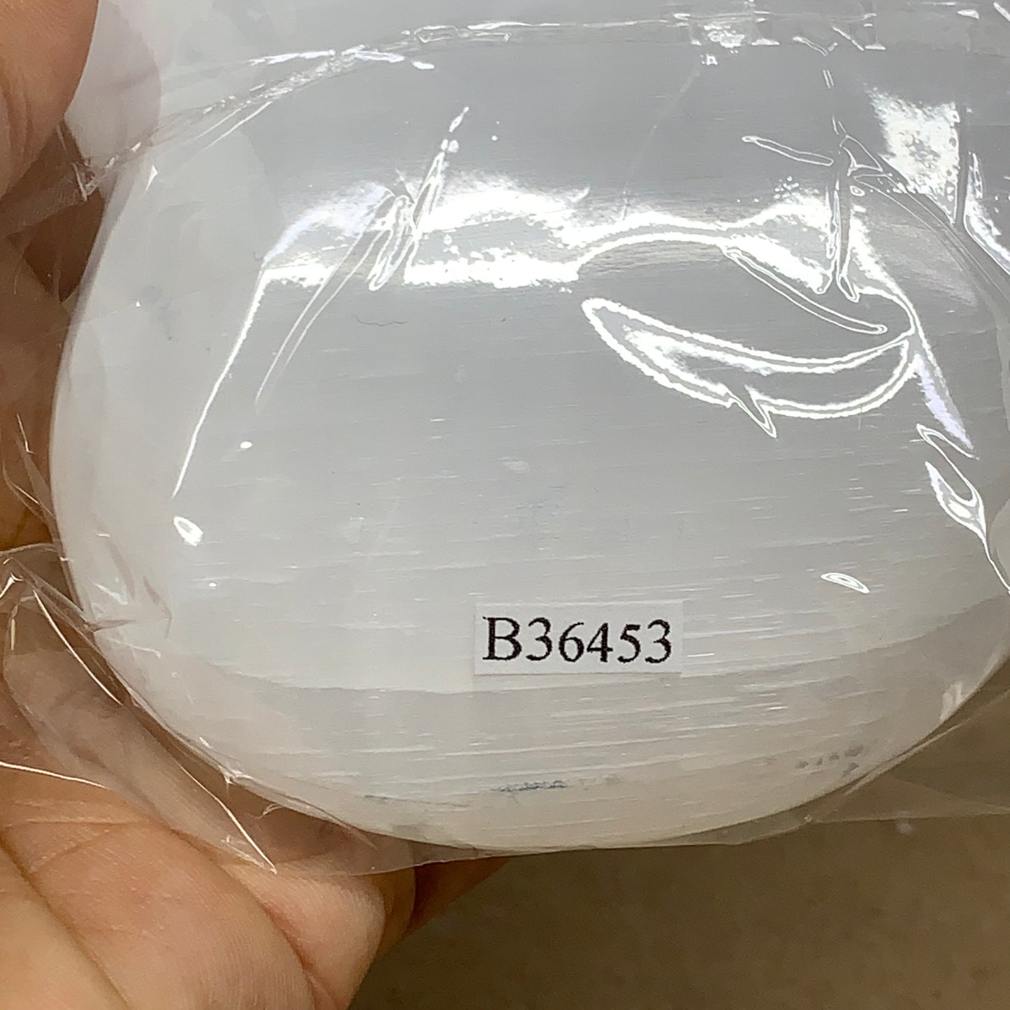 1 lbs, 4"x4"x1.6", Selenite Half Puffy Heart Crystals, Satin Spar, B36453