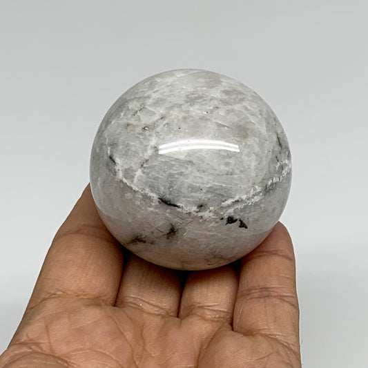 203.2g, 2.1"(52mm), Natural Rainbow Moonstone Sphere Ball Gemstone, B34342