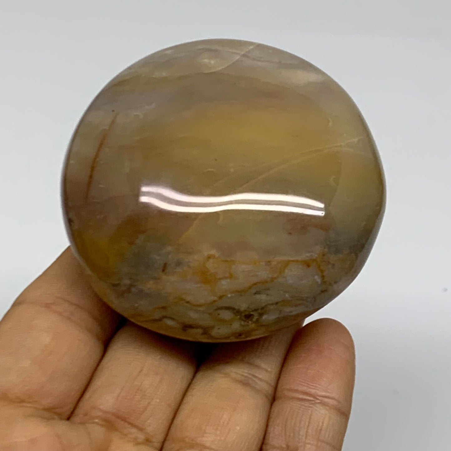 184g, 2.4"x2.4"x1.4" Natural Ocean Jasper Palm-Stone Orbicular Jasper, B38195