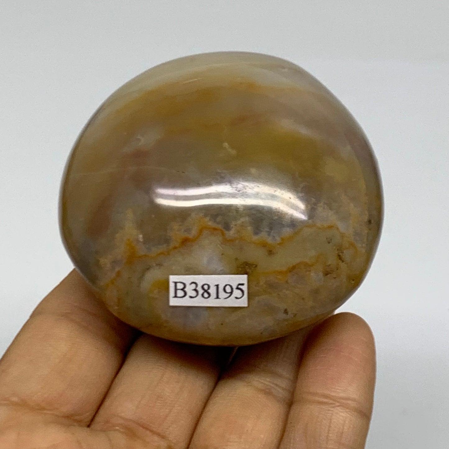 184g, 2.4"x2.4"x1.4" Natural Ocean Jasper Palm-Stone Orbicular Jasper, B38195