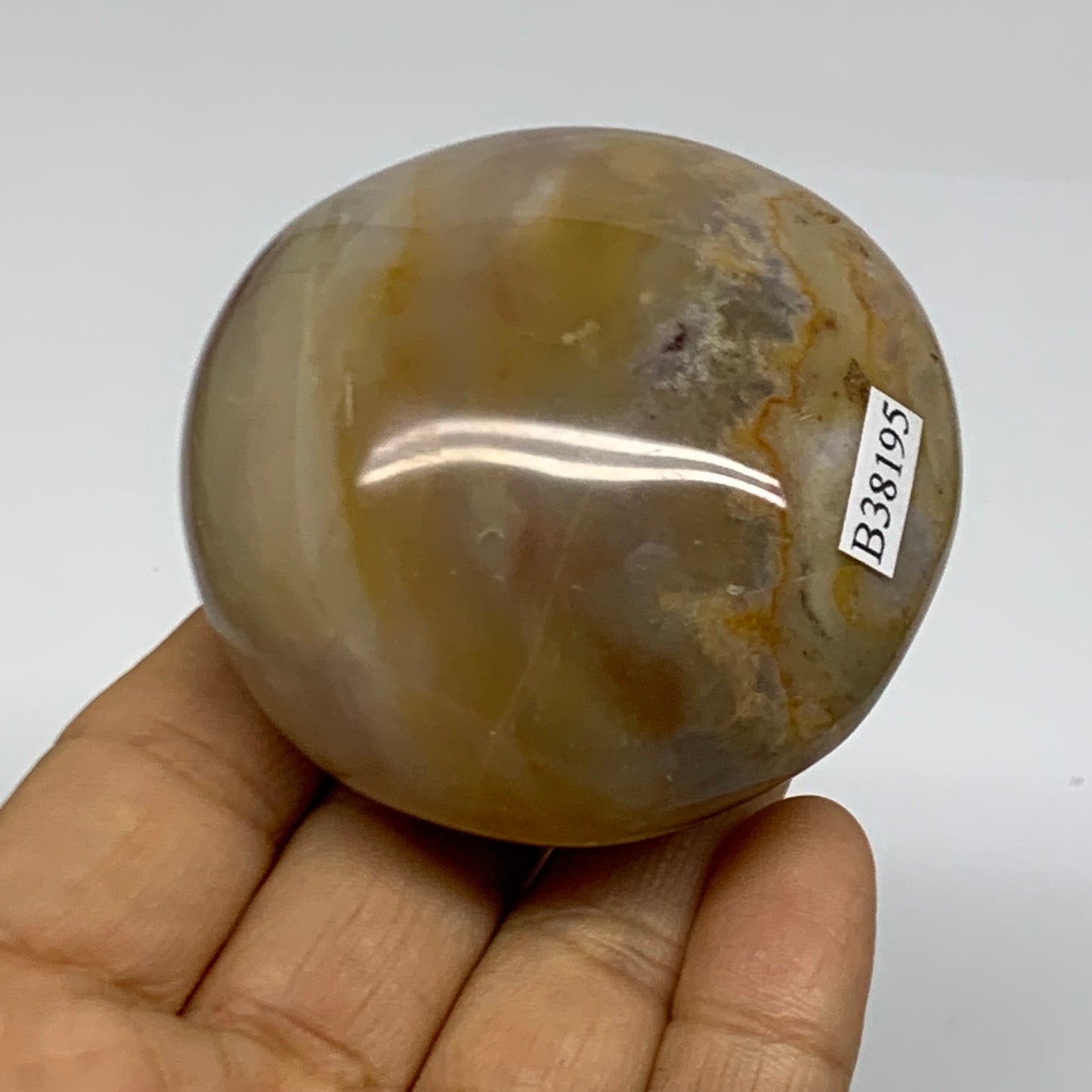 184g, 2.4"x2.4"x1.4" Natural Ocean Jasper Palm-Stone Orbicular Jasper, B38195