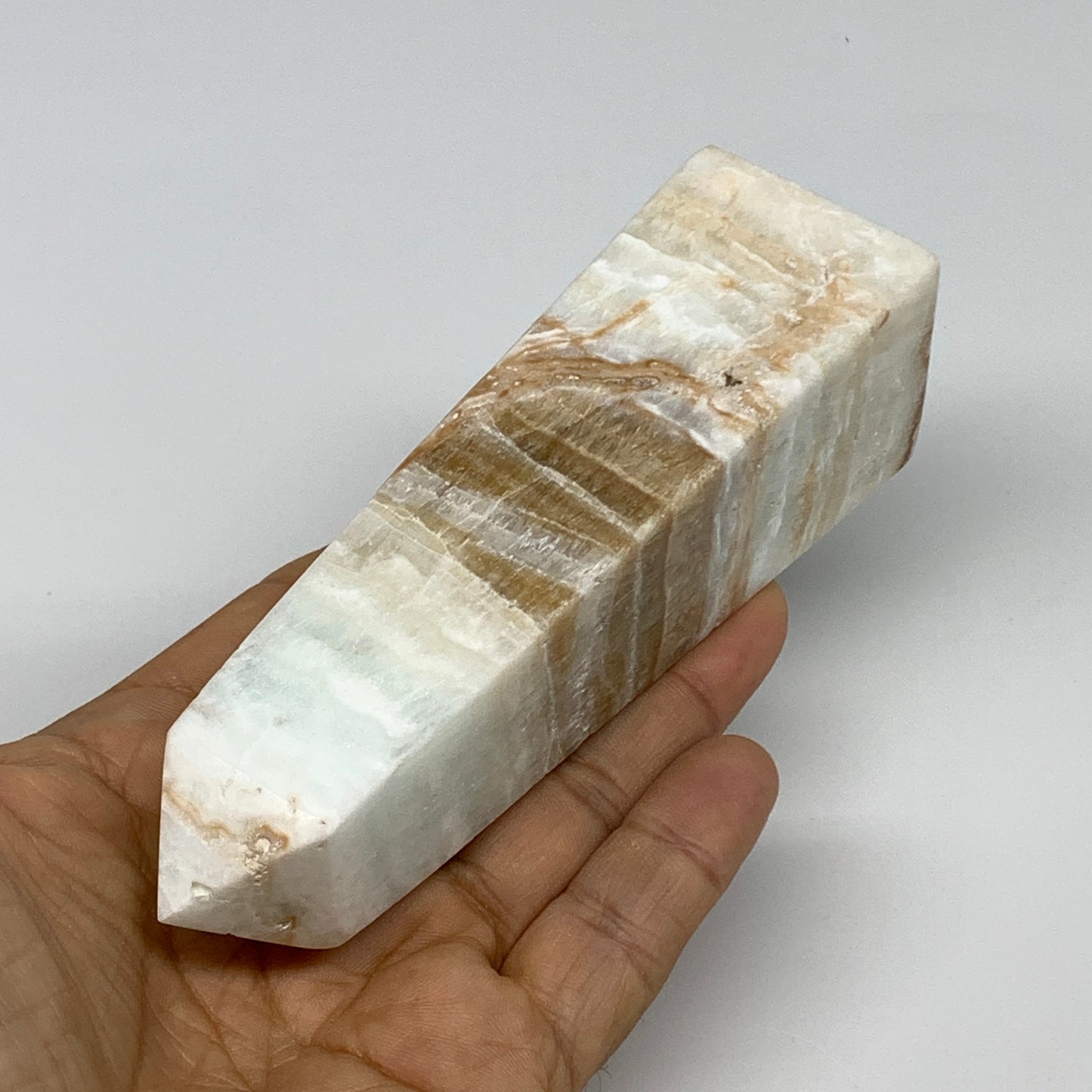 0.63 lbs, 4.9"x1.4"x1.4", Caribbean Calcite Tower Gemstone @Afghanistan, B33706