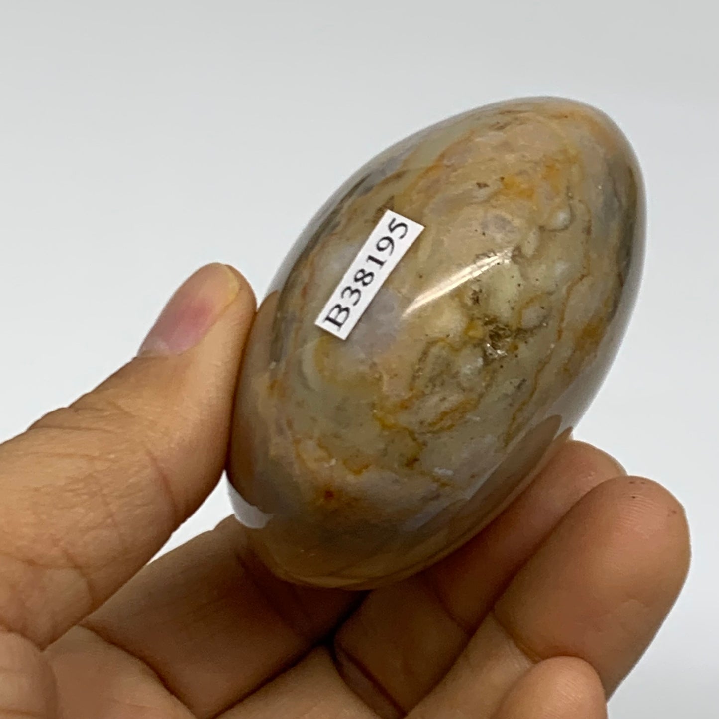 184g, 2.4"x2.4"x1.4" Natural Ocean Jasper Palm-Stone Orbicular Jasper, B38195