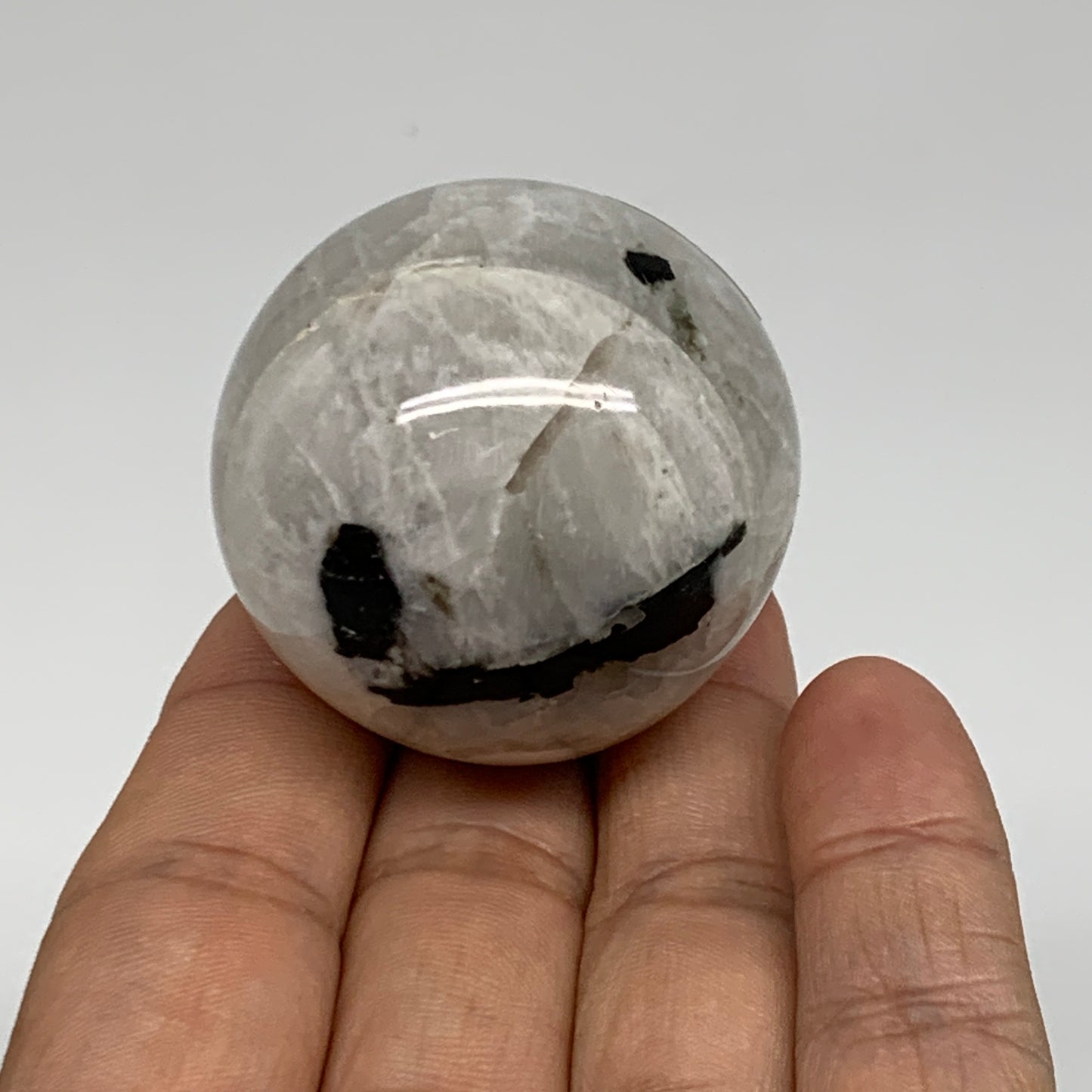 90.8g, 1.6"(40mm), Natural Rainbow Moonstone Sphere Ball Gemstone, B35132