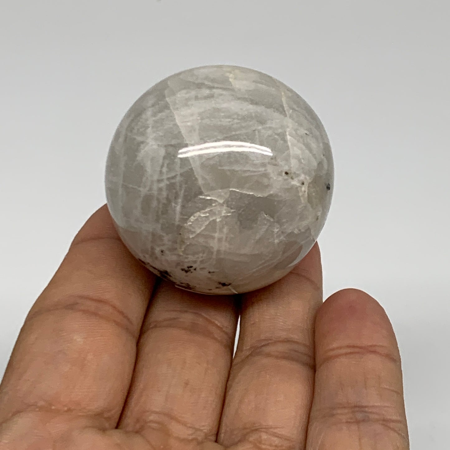90.8g, 1.6"(40mm), Natural Rainbow Moonstone Sphere Ball Gemstone, B35132