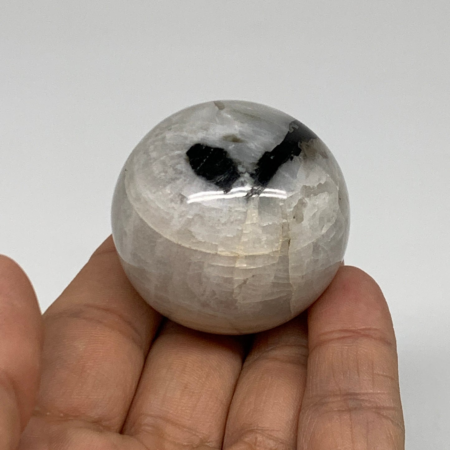 90.8g, 1.6"(40mm), Natural Rainbow Moonstone Sphere Ball Gemstone, B35132