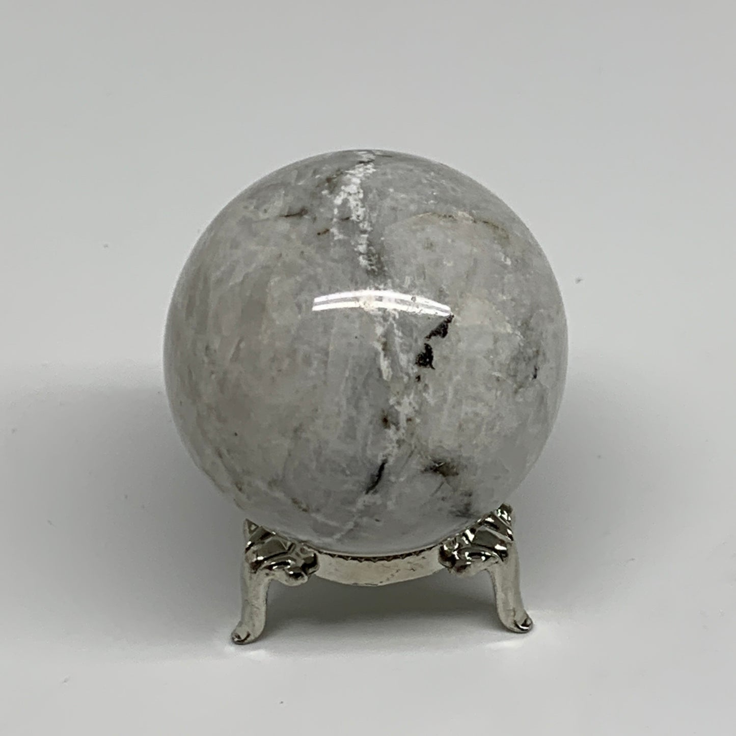 203.2g, 2.1"(52mm), Natural Rainbow Moonstone Sphere Ball Gemstone, B34342