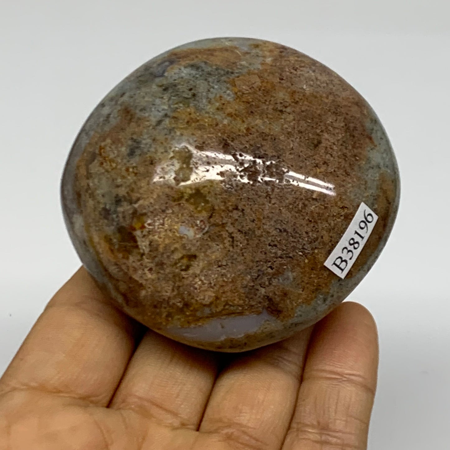 201.3g, 2.6"x2.5"x1.5" Natural Ocean Jasper Palm-Stone Orbicular Jasper, B38196