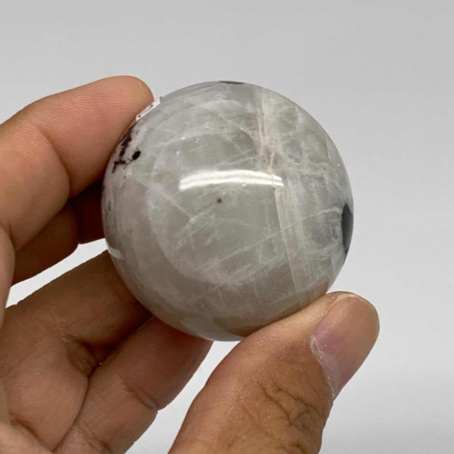90.8g, 1.6"(40mm), Natural Rainbow Moonstone Sphere Ball Gemstone, B35132