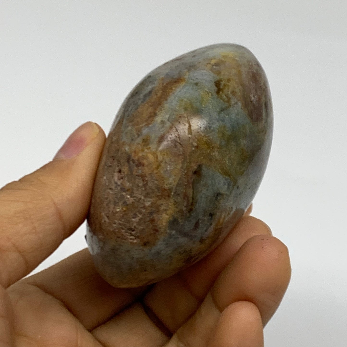 201.3g, 2.6"x2.5"x1.5" Natural Ocean Jasper Palm-Stone Orbicular Jasper, B38196