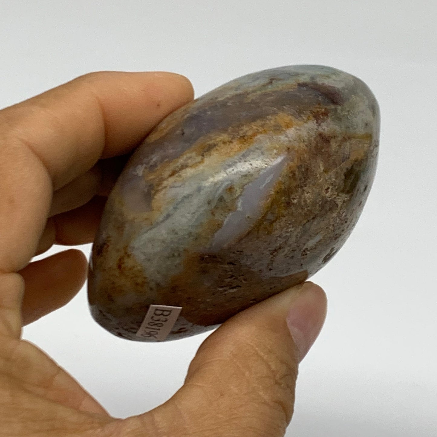 201.3g, 2.6"x2.5"x1.5" Natural Ocean Jasper Palm-Stone Orbicular Jasper, B38196