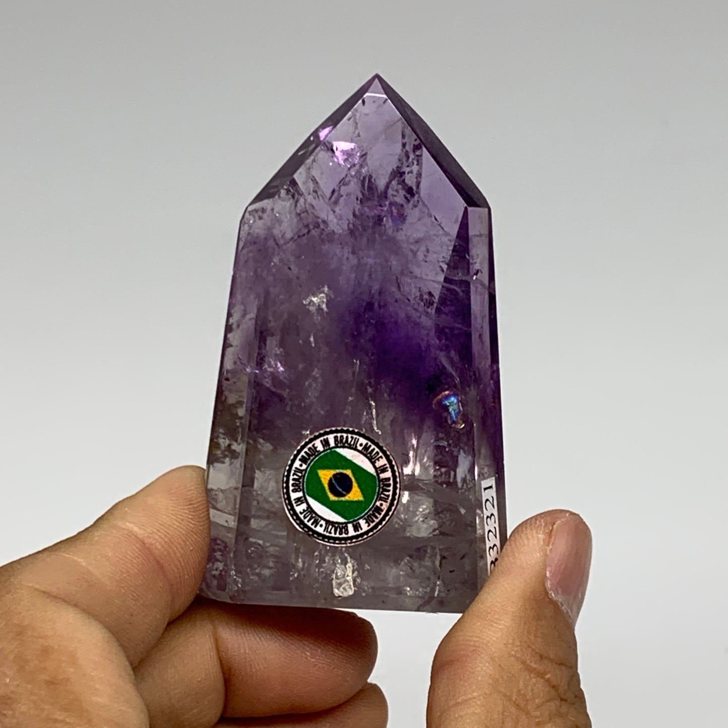 82.2g, 2.6"x1.6"x0.8", Natural Amethyst Tower Point Obelisk @Brazil, B32321