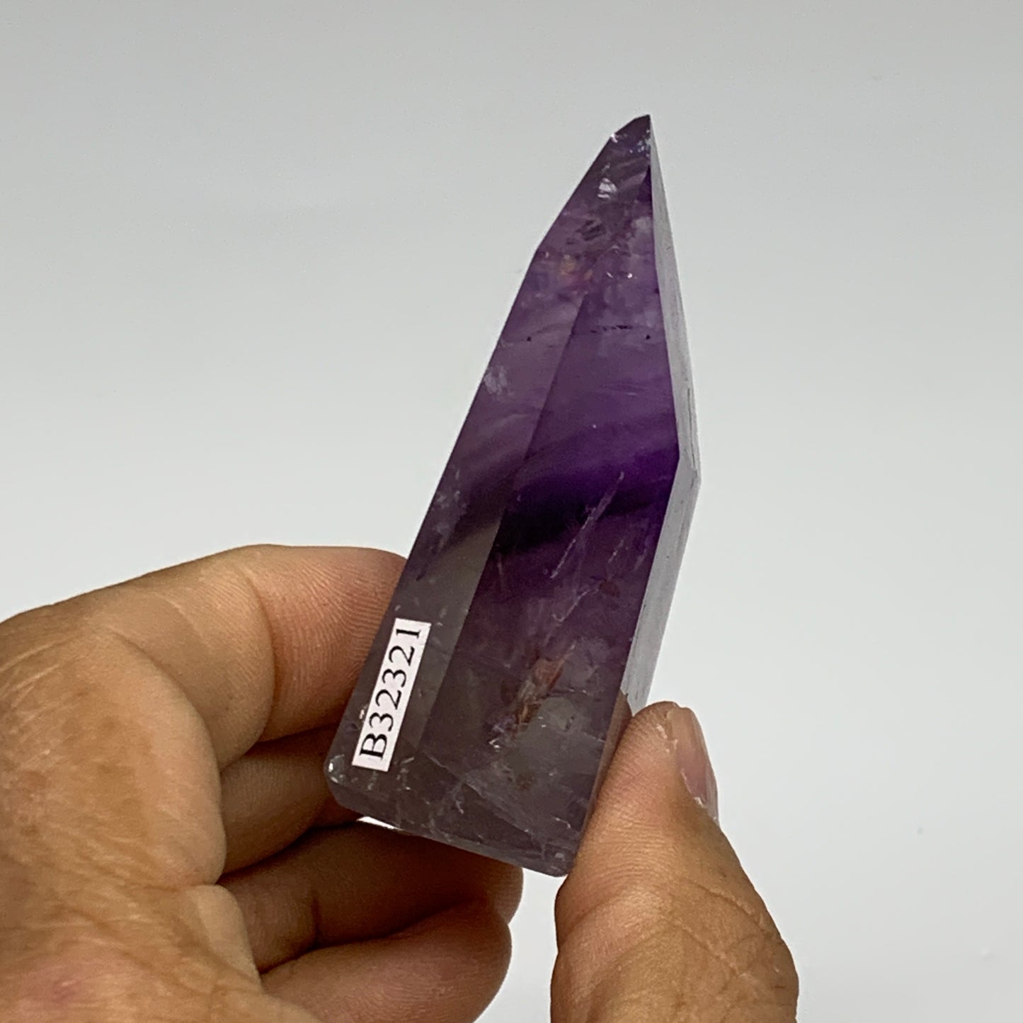 82.2g, 2.6"x1.6"x0.8", Natural Amethyst Tower Point Obelisk @Brazil, B32321
