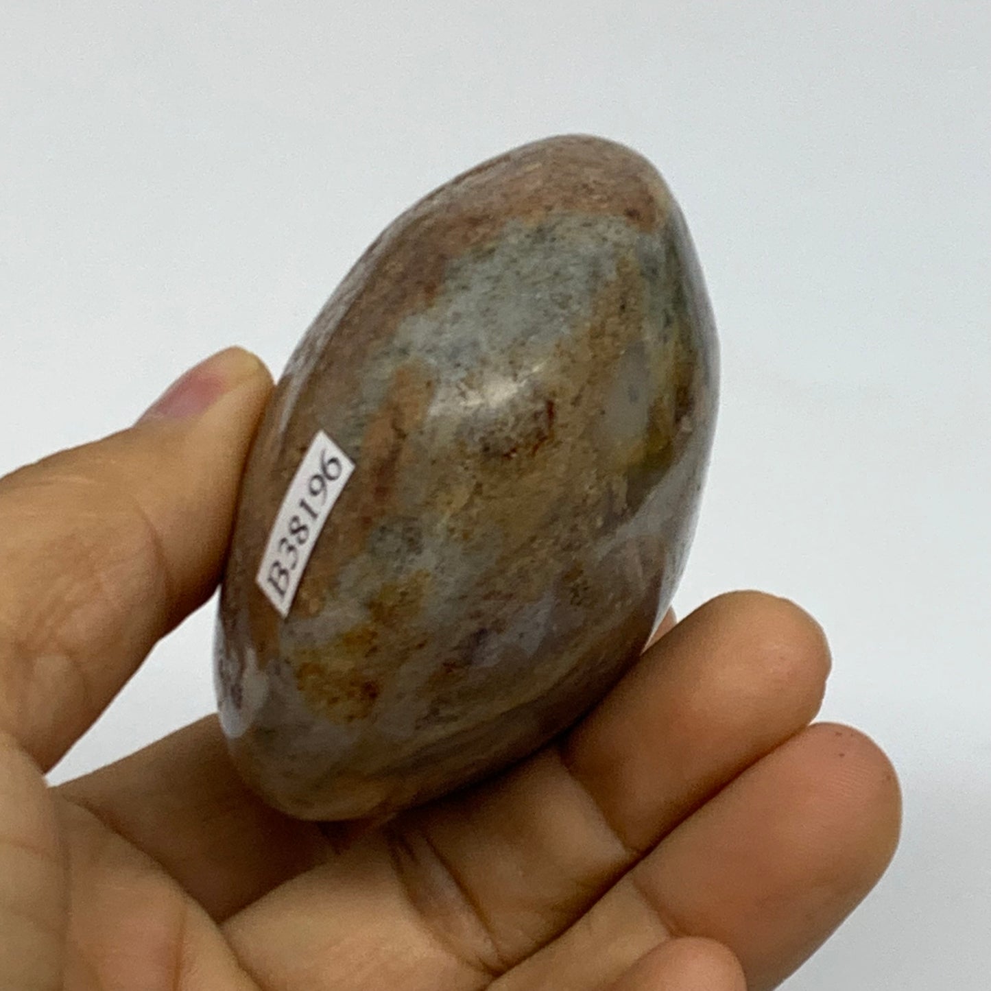 201.3g, 2.6"x2.5"x1.5" Natural Ocean Jasper Palm-Stone Orbicular Jasper, B38196