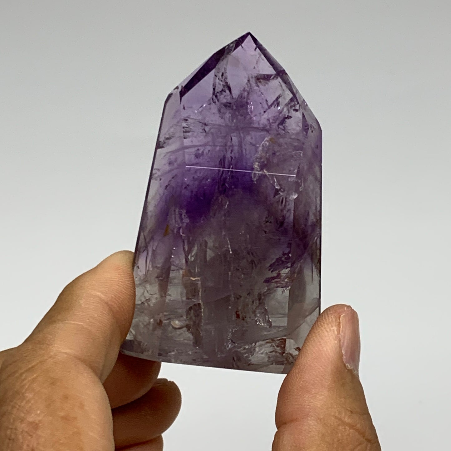 82.2g, 2.6"x1.6"x0.8", Natural Amethyst Tower Point Obelisk @Brazil, B32321