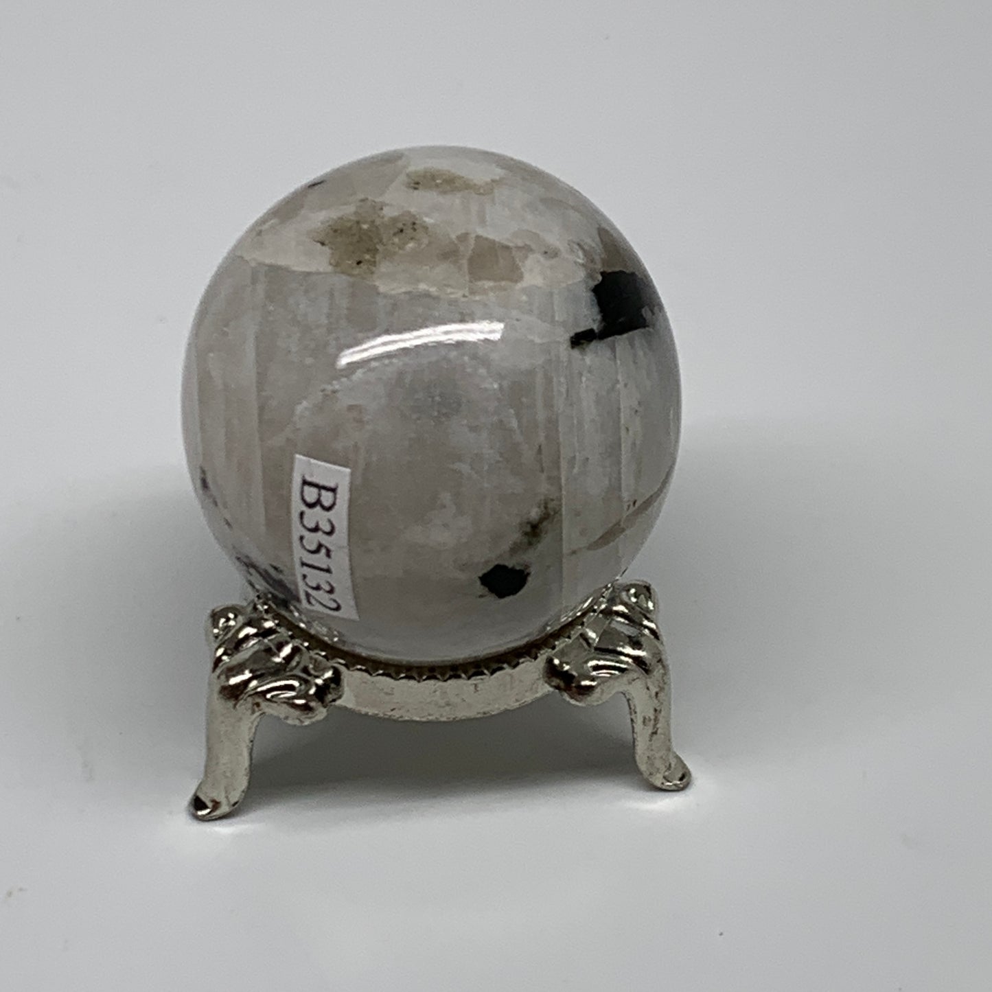 90.8g, 1.6"(40mm), Natural Rainbow Moonstone Sphere Ball Gemstone, B35132