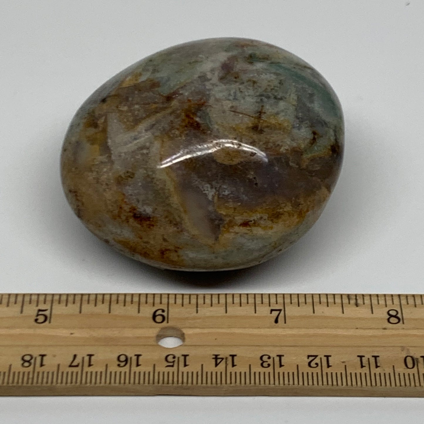 201.3g, 2.6"x2.5"x1.5" Natural Ocean Jasper Palm-Stone Orbicular Jasper, B38196