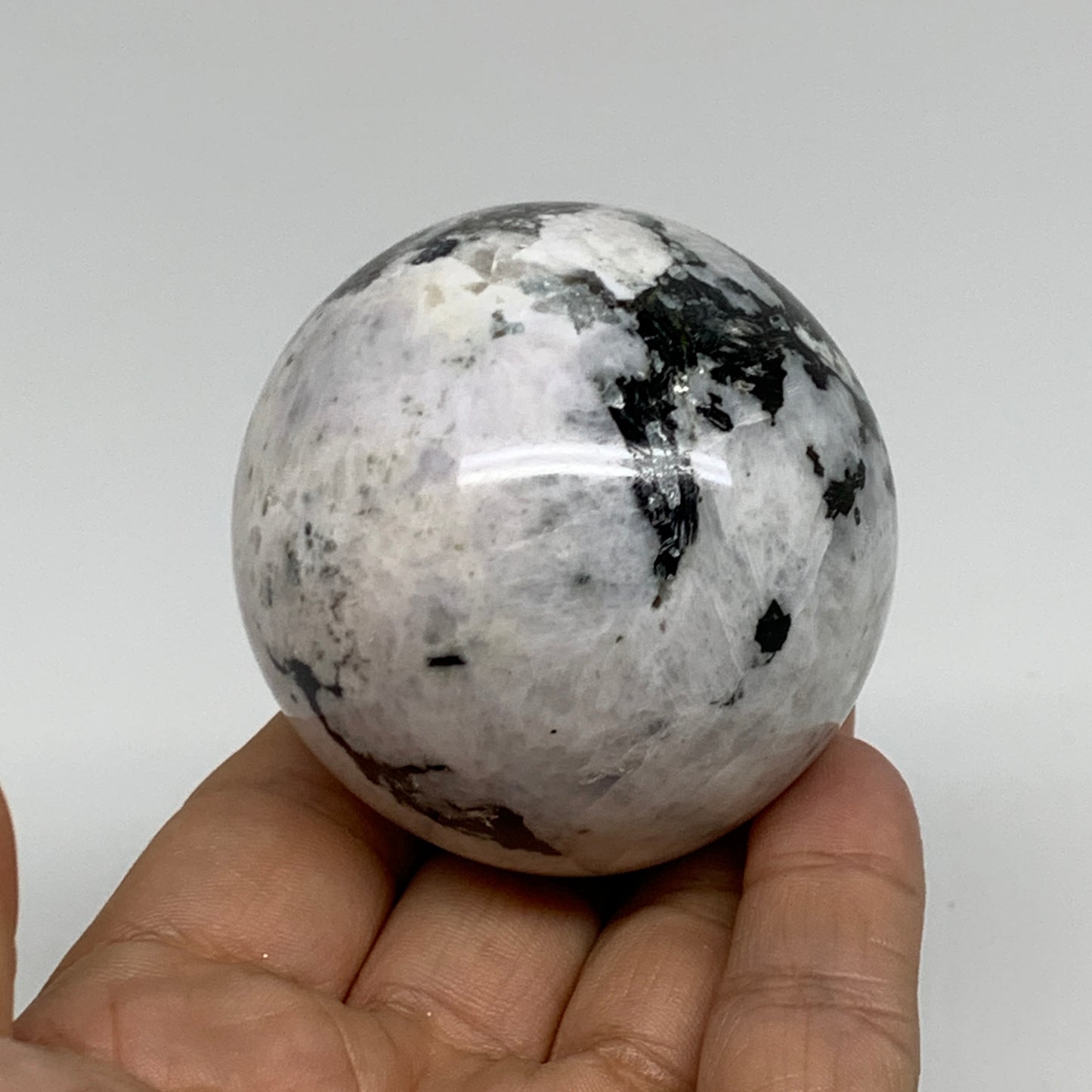 238.2g, 2.2"(55mm), Natural Rainbow Moonstone Sphere Ball Gemstone, B34343