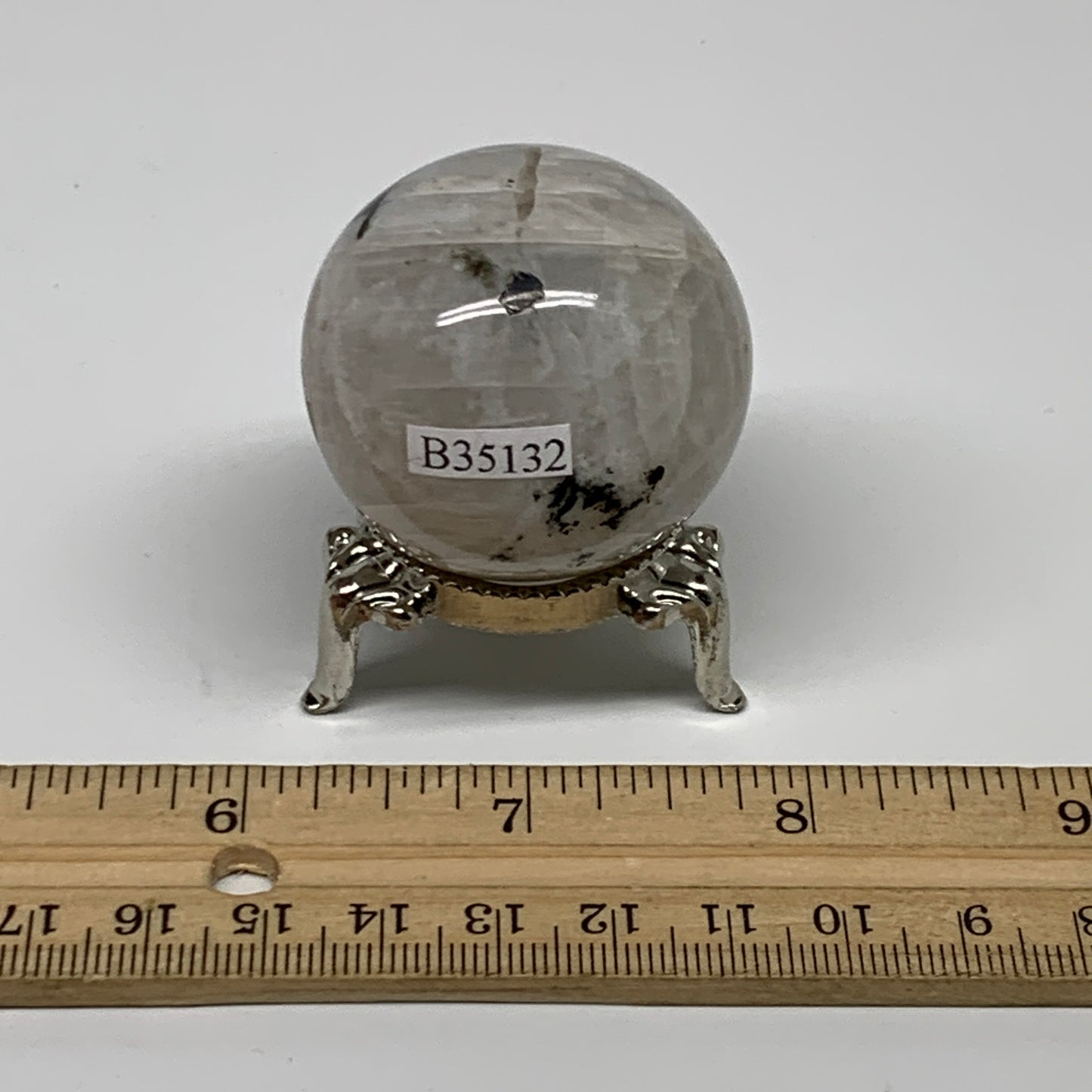 90.8g, 1.6"(40mm), Natural Rainbow Moonstone Sphere Ball Gemstone, B35132