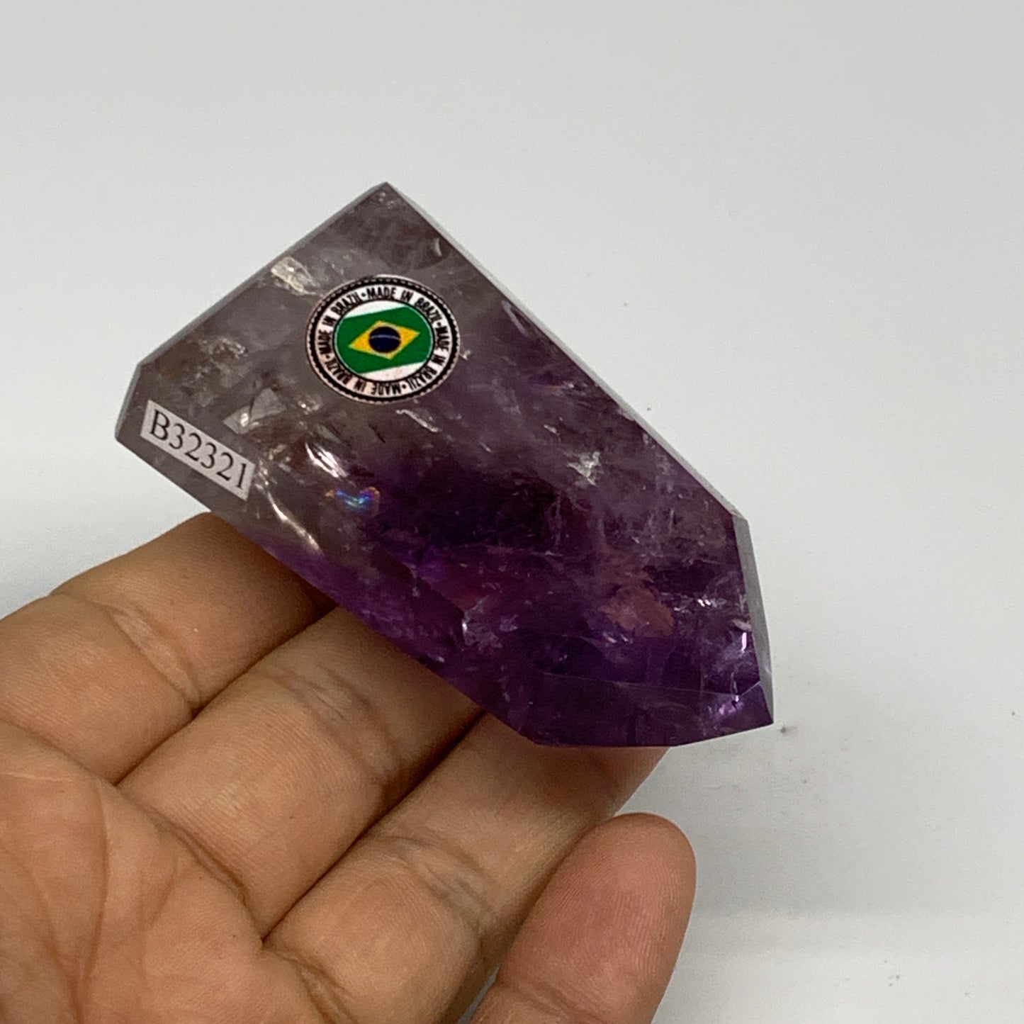 82.2g, 2.6"x1.6"x0.8", Natural Amethyst Tower Point Obelisk @Brazil, B32321