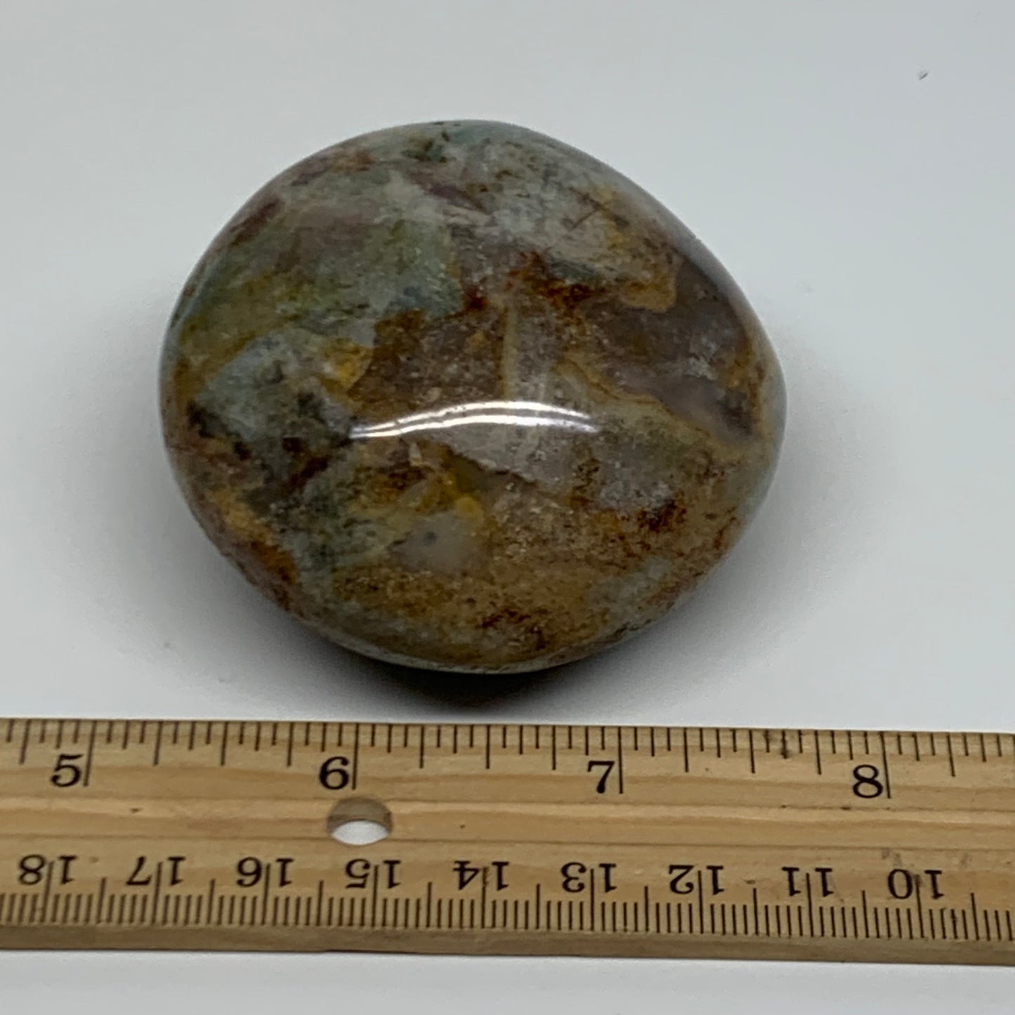 201.3g, 2.6"x2.5"x1.5" Natural Ocean Jasper Palm-Stone Orbicular Jasper, B38196