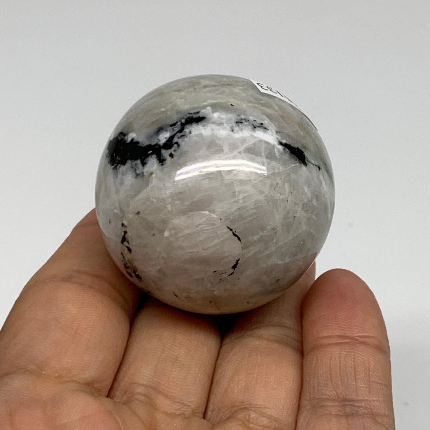 97.1g, 1.6"(41mm), Natural Rainbow Moonstone Sphere Ball Gemstone, B35133