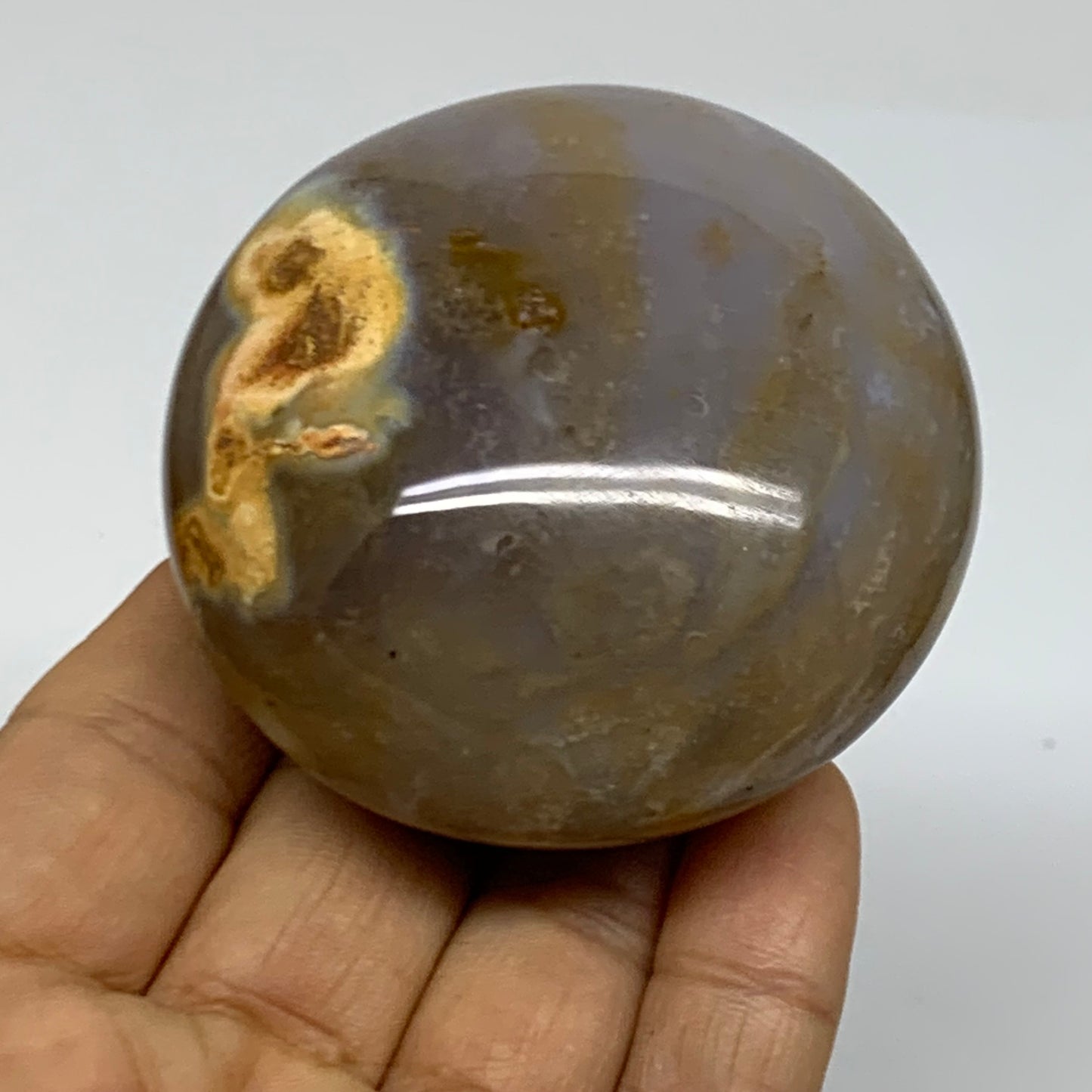 189.9g, 2.5"x2.5"x1.3" Natural Ocean Jasper Palm-Stone Orbicular Jasper, B38197