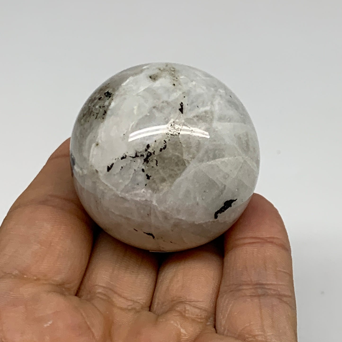 97.1g, 1.6"(41mm), Natural Rainbow Moonstone Sphere Ball Gemstone, B35133