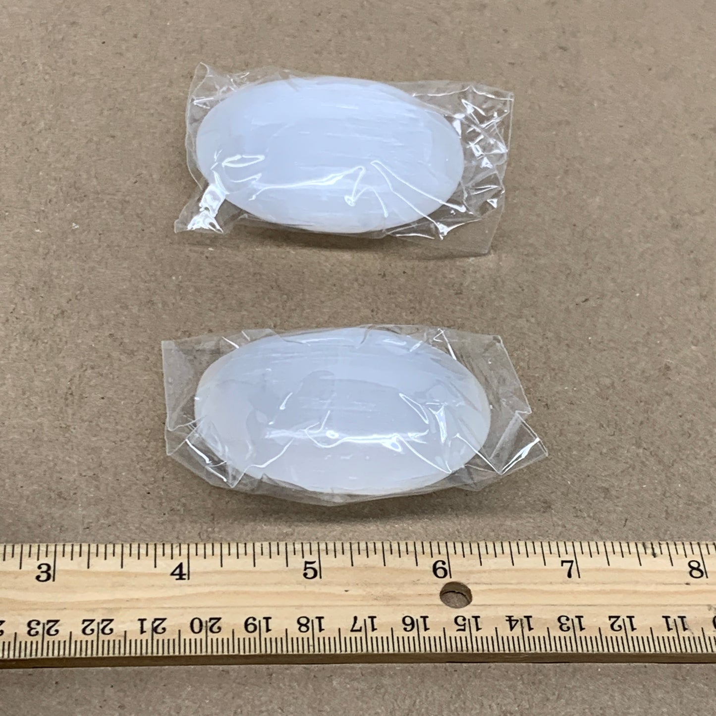 158g, 2.4"x1.8"x1", 2pcs, White Selenite Palmstone Crystal Pillow, B36456