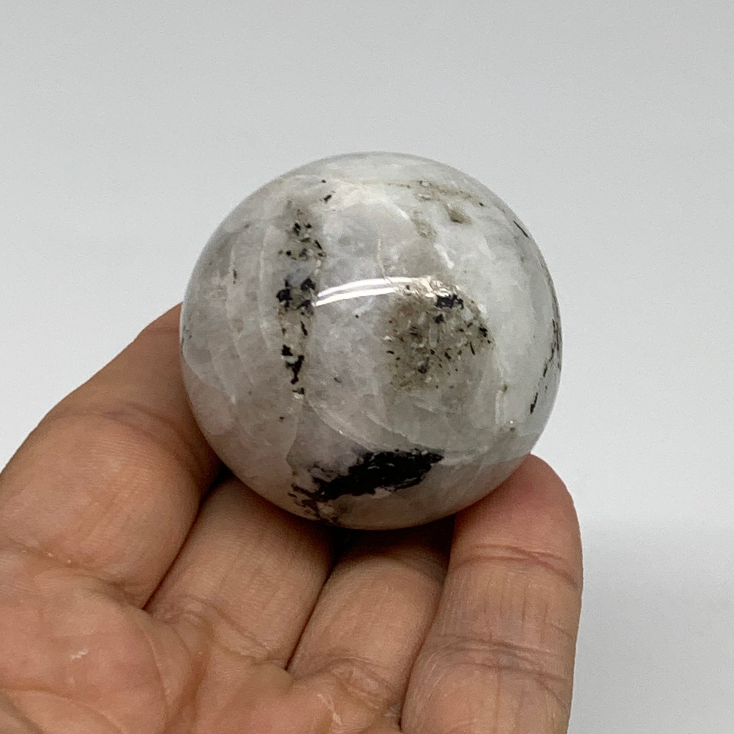 97.1g, 1.6"(41mm), Natural Rainbow Moonstone Sphere Ball Gemstone, B35133