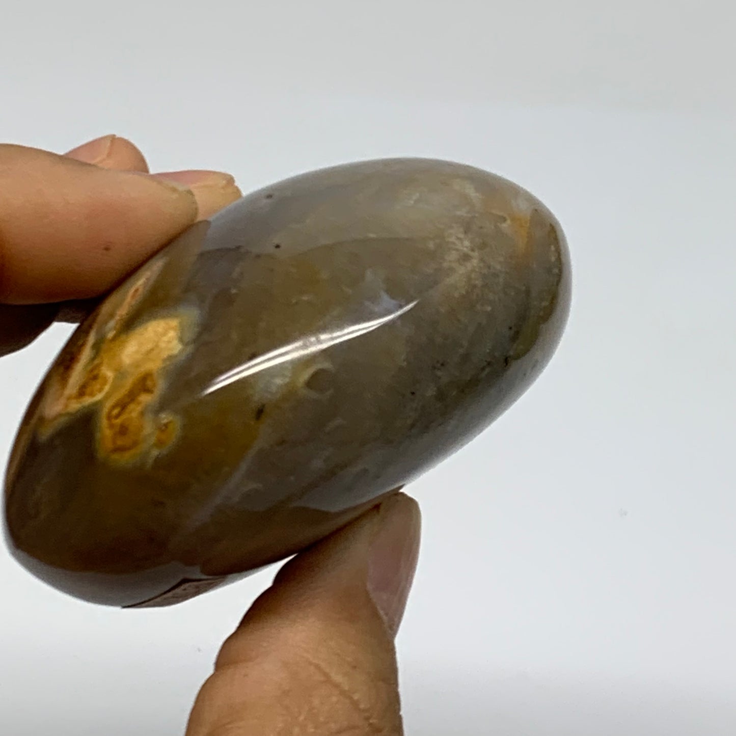 189.9g, 2.5"x2.5"x1.3" Natural Ocean Jasper Palm-Stone Orbicular Jasper, B38197
