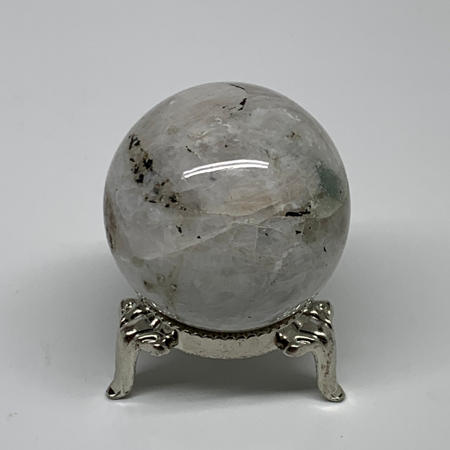 97.1g, 1.6"(41mm), Natural Rainbow Moonstone Sphere Ball Gemstone, B35133