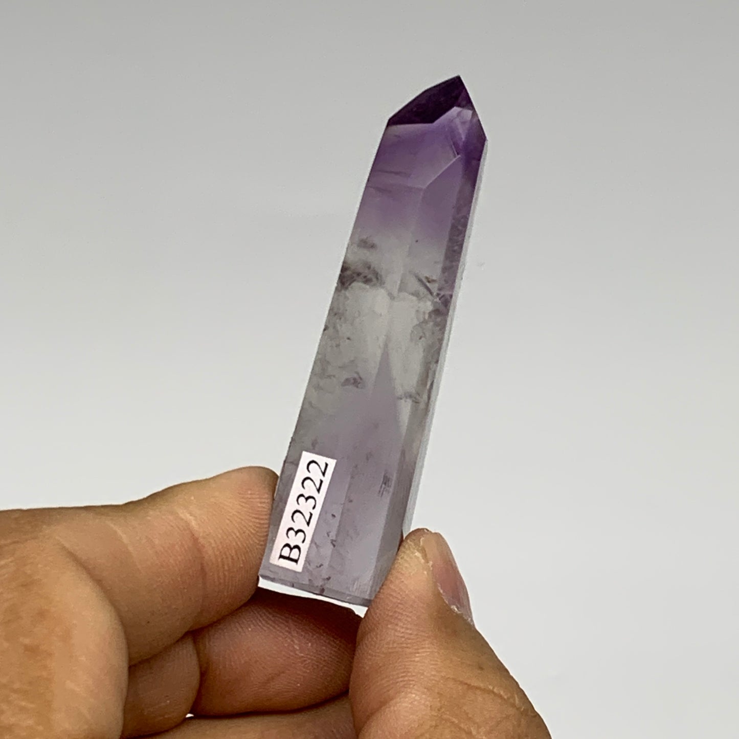 34.2g, 2.5"x0.9"x0.6", Natural Amethyst Tower Point Obelisk @Brazil, B32322