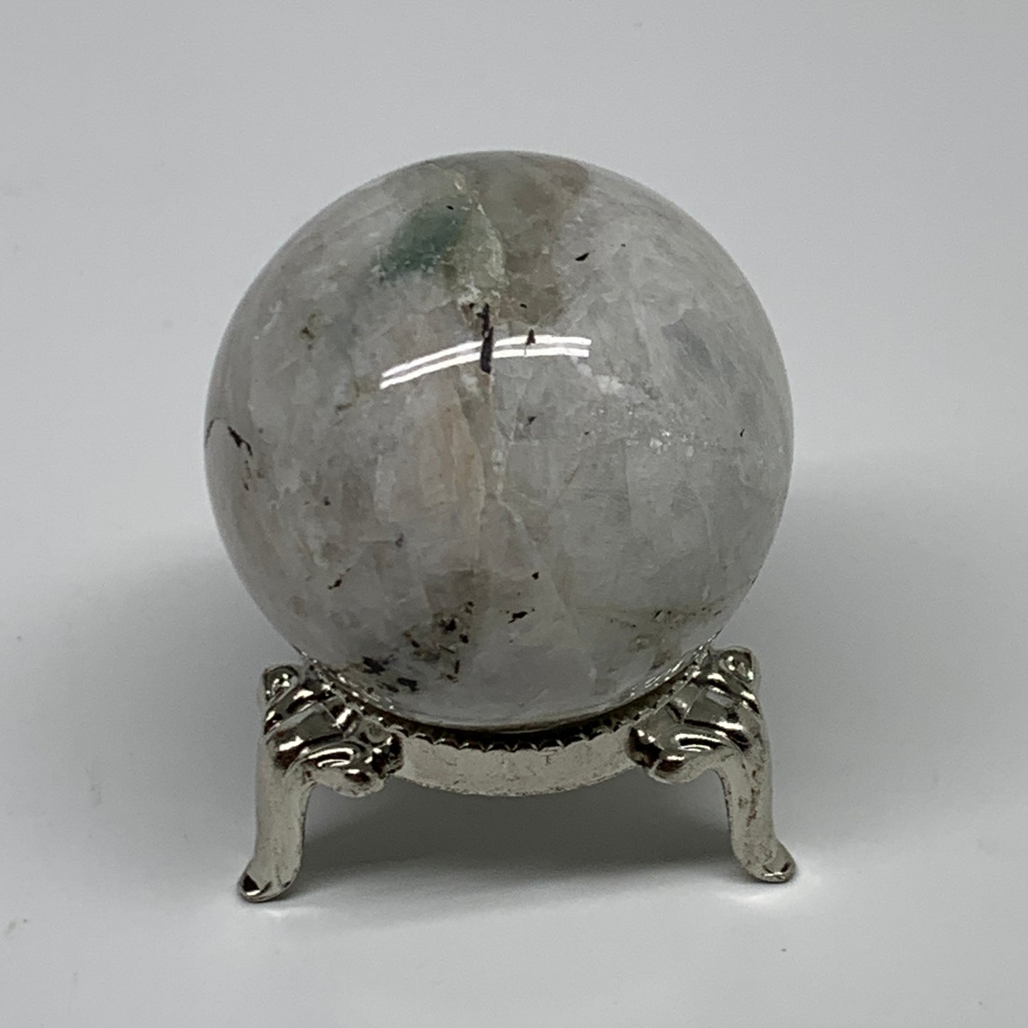 97.1g, 1.6"(41mm), Natural Rainbow Moonstone Sphere Ball Gemstone, B35133