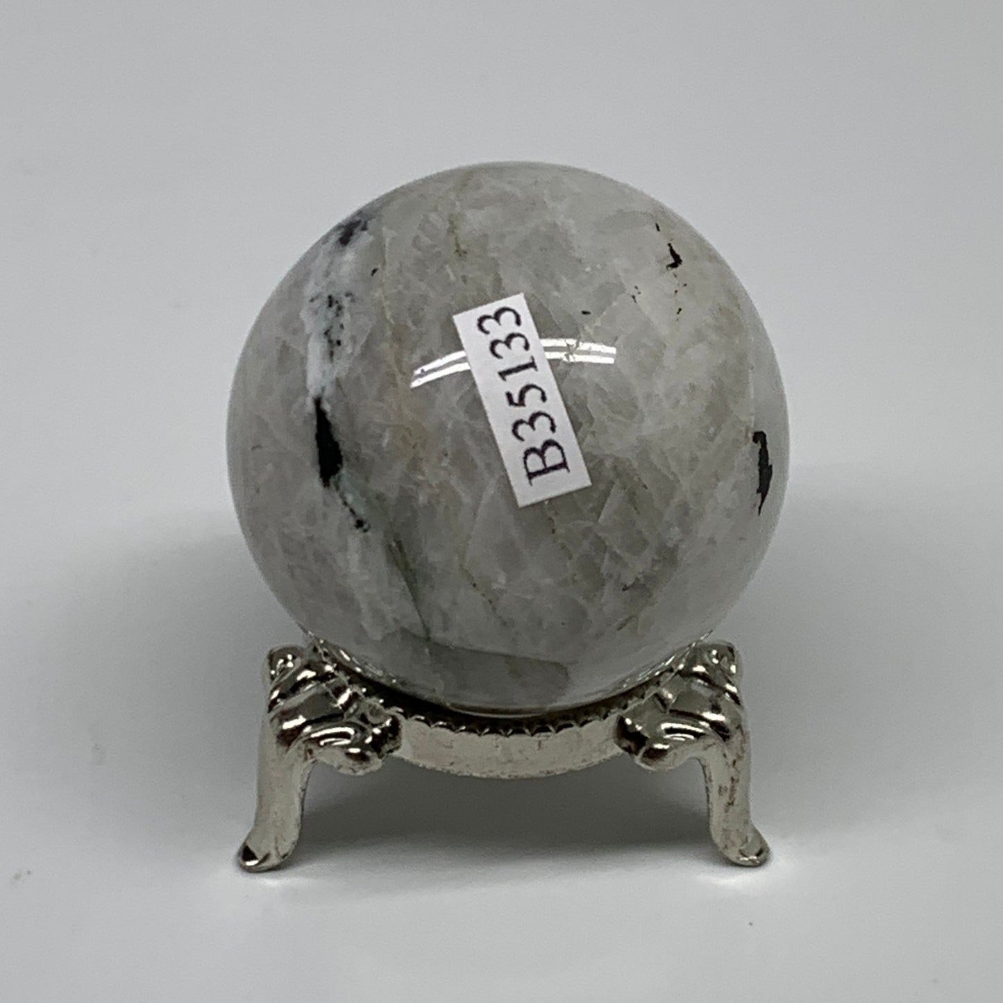 97.1g, 1.6"(41mm), Natural Rainbow Moonstone Sphere Ball Gemstone, B35133