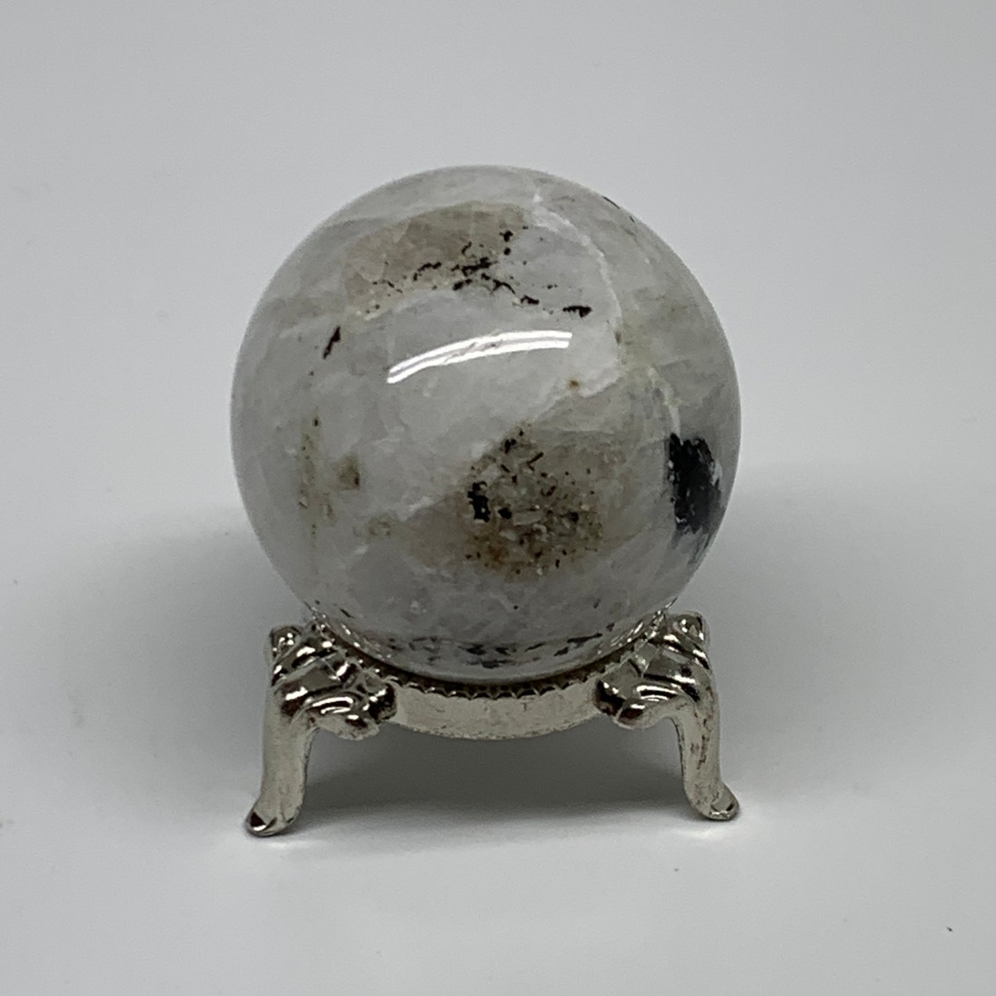 97.1g, 1.6"(41mm), Natural Rainbow Moonstone Sphere Ball Gemstone, B35133