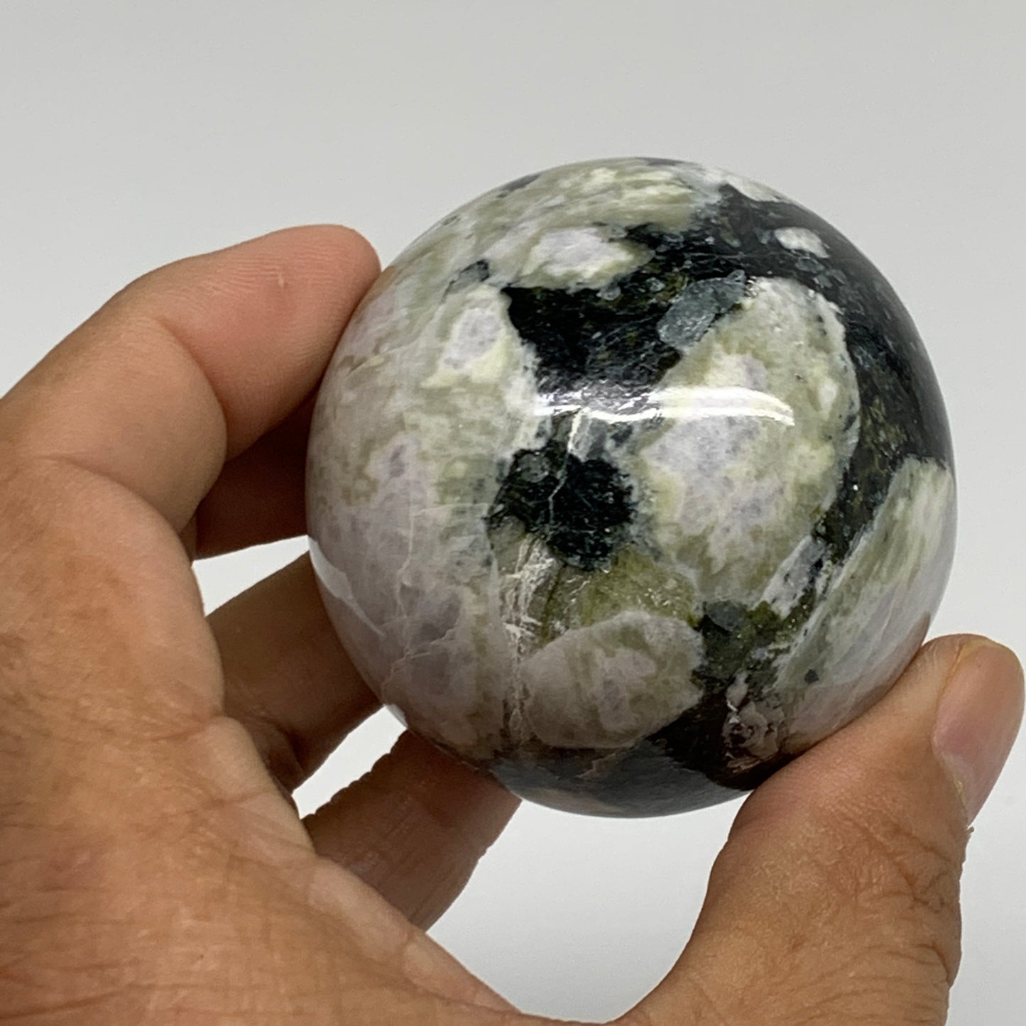 232.1g, 2.1"(53mm), Natural Rainbow Moonstone Sphere Ball Gemstone, B34344