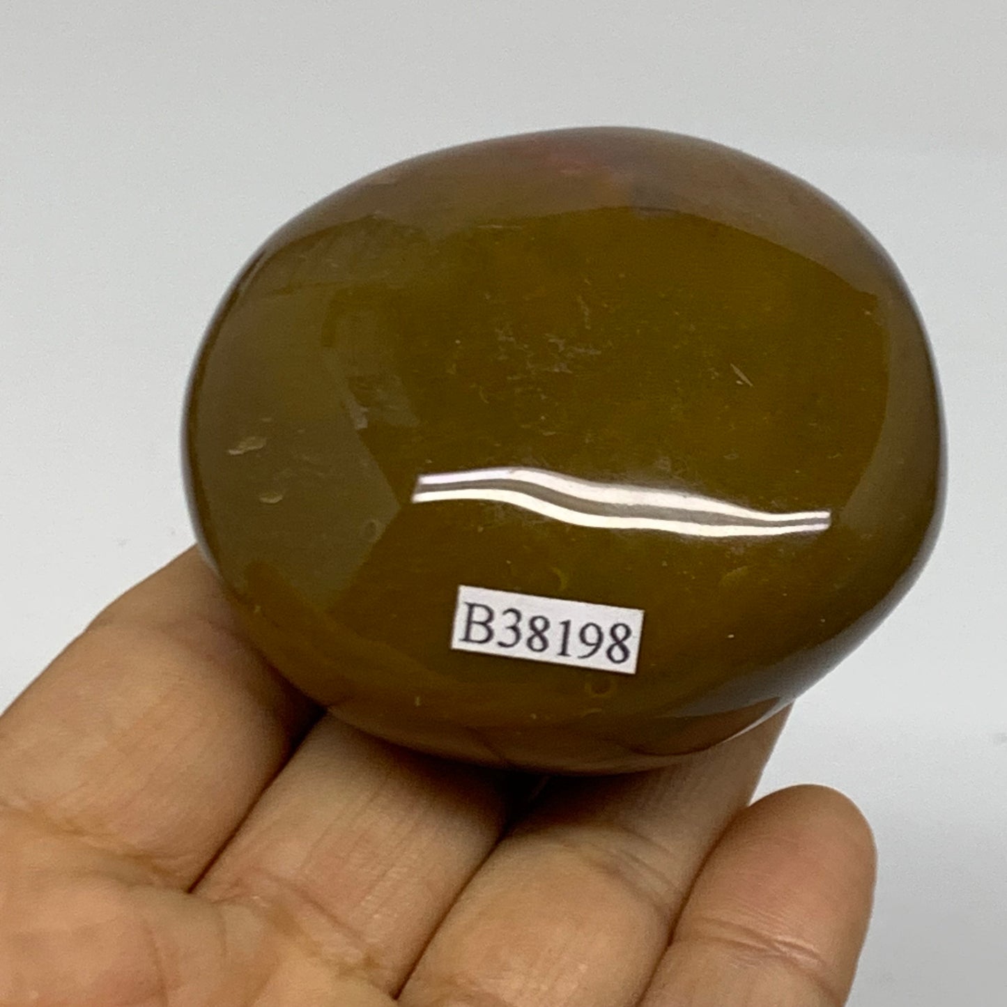 184.5g, 2.5"x2.3"x1.5" Natural Ocean Jasper Palm-Stone Orbicular Jasper, B38198