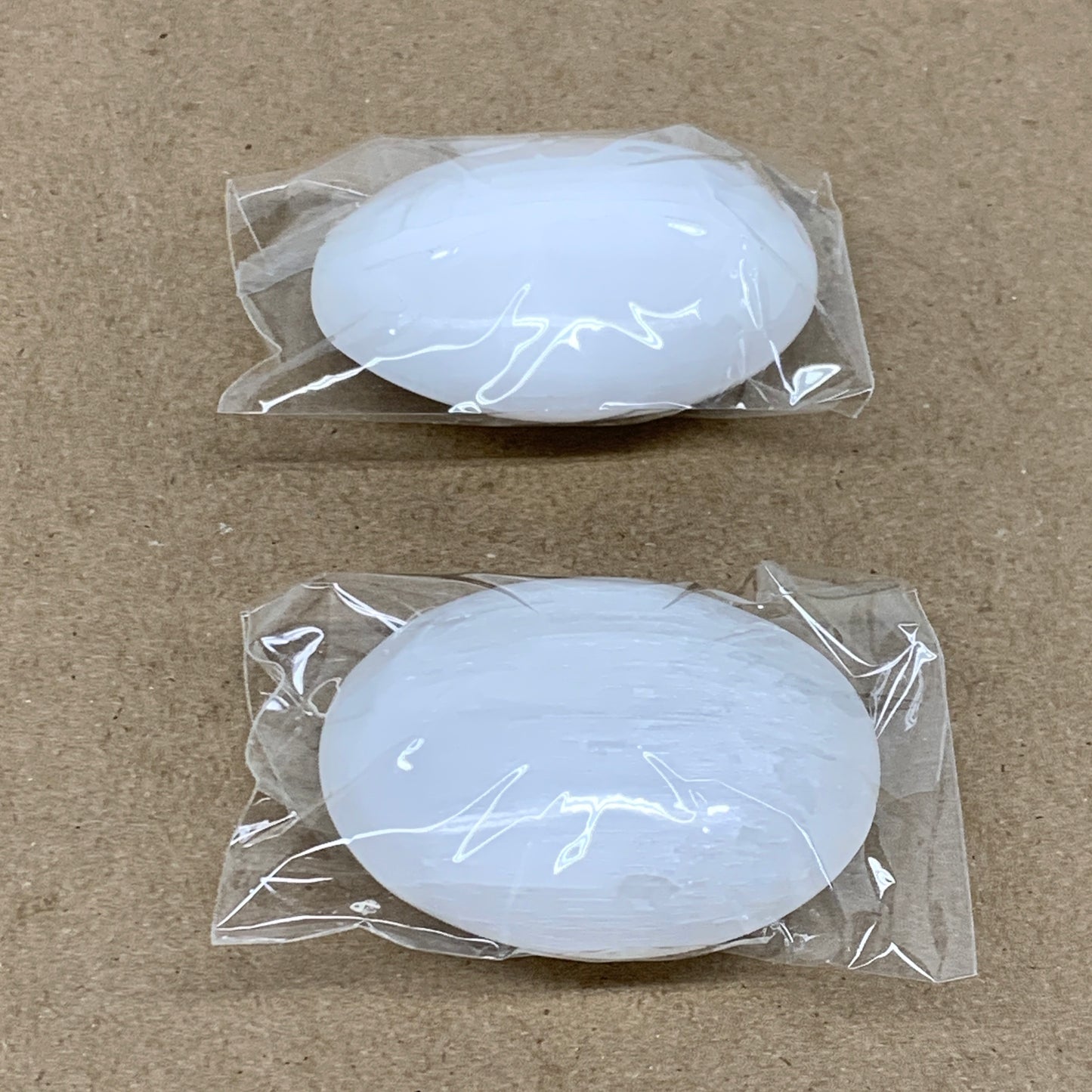 146g, 2.4"x1.8"x1", 2pcs, White Selenite Palmstone Crystal Pillow, B36457